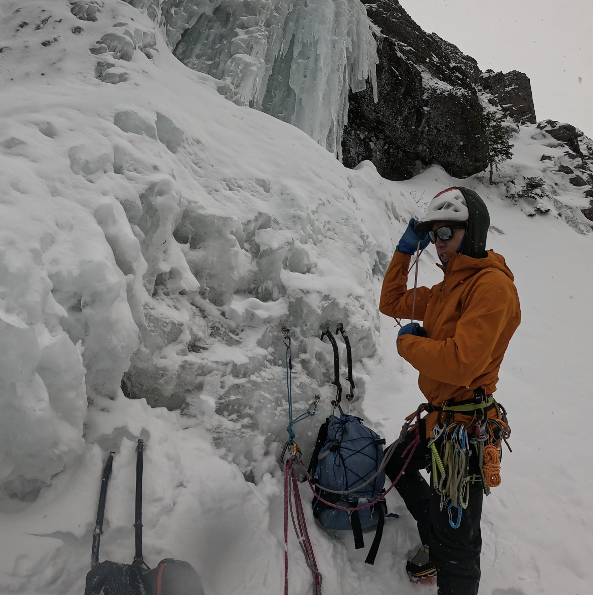 Ice climbing in Hyalite Canyon, Montana